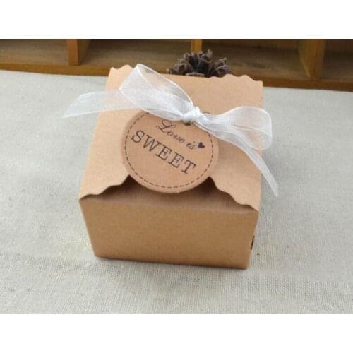 100 pieces Wave pattern European retro DIY kraft paper candy boxes Square paper candy box