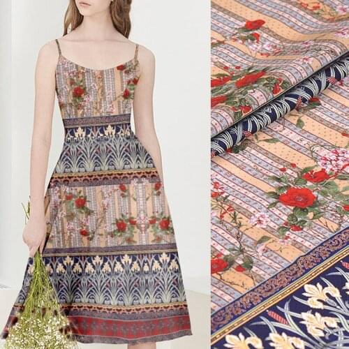 112CM 19MM Print Stretch Heavy Silk Crepe Fabric Good for Spring Summer Dress Skirt Shirt Pants J163