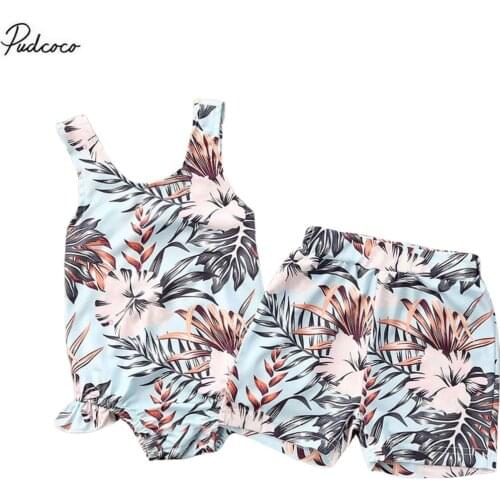 2020 Summer Boys Girls Swimsuit 0-3Y Toddler Kids Baby Floral Ruffle Tankini/Beach Shorts Swimwear Bathing Suit One Piece