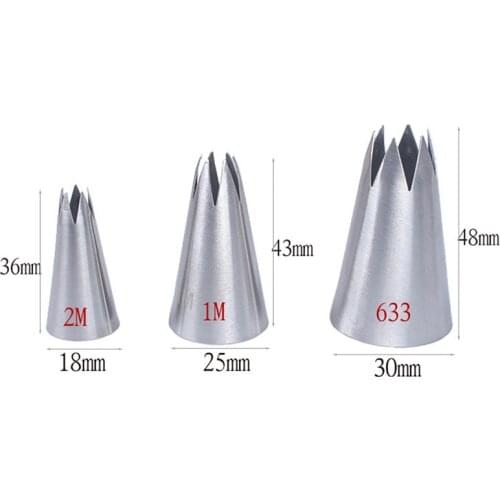 3pcs Stainless Steel Different Style Piping Nozzles Pastry Tips Fondant Cake Nozzles Decorating Tools