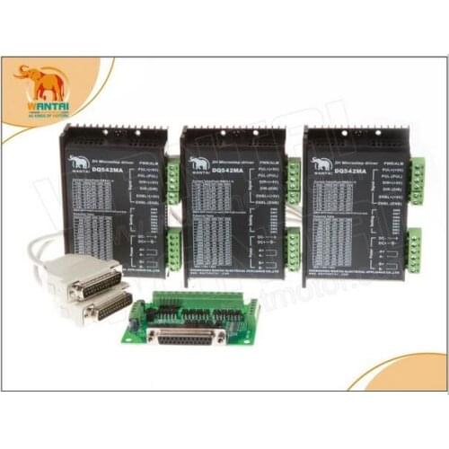 3pcs Stepper Digital Driver DQ542MA 50V 4.2A 128 Microsteps for Nema23 stepper motor of wantai+Breakout Board&Cable