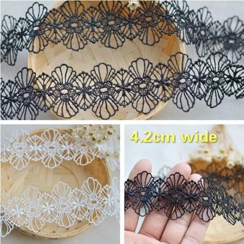 4.2cm Wide Delicate Woven Flower Water Soluble Lace Fabric Ribbon DIY Dress Skirt Design Cut Curtain Pet Toy Clothes Decoration