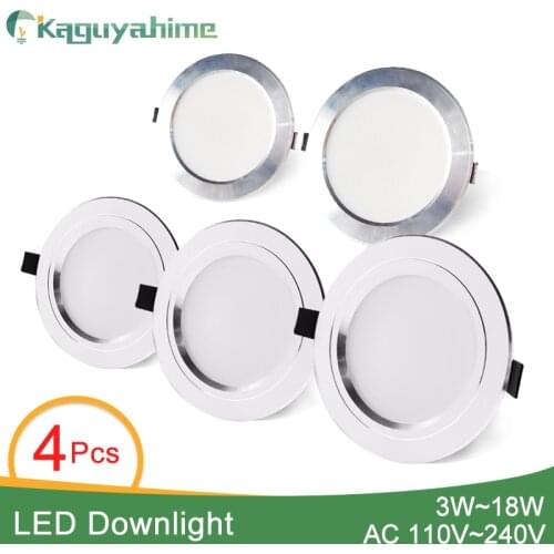 Kaguyahime 4pcs Ultra Thin LED Downlight 110V 220V Round LED Ceiling Recessed Spot Light Down Light 3W-18W 7W 9W 10W 12W 15W