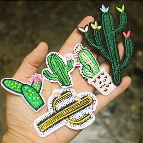 5pcs/set embroidery cactus patches for clothing Embroidered iron on parches for clothes Sewing applique parches