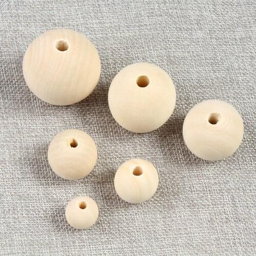 6-40mm Round Natural Wooden Beads Unfinished 300pcs/lot Baby Teether Wooden Teething DIY Jewelry Making Wood Beads