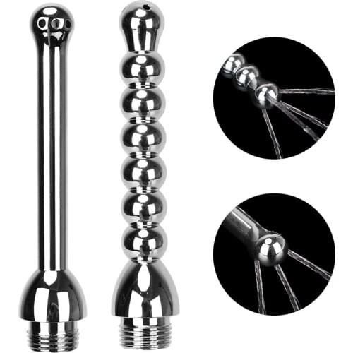 Aluminum Alloy Anal Beads Anal Enema Cleaner Sex Tools for Couples Vaginal Cleaning Shower Nozzle Anus Clean Plug Kit