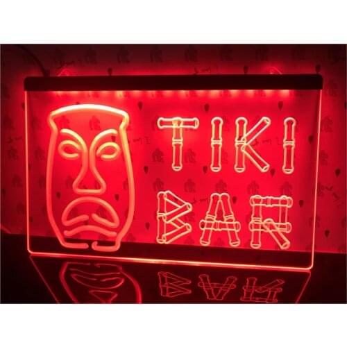 I552- Tiki Bar Bamboo Display Mask Led Light Sign