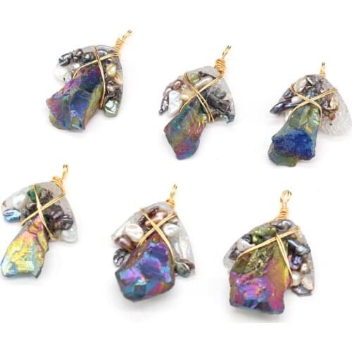 Natural Freshwater Pearl Beads Pendant Charms Irregural Winding Pearl Beads Pendant for Making Jewelry Necklace Gift 30x50mm