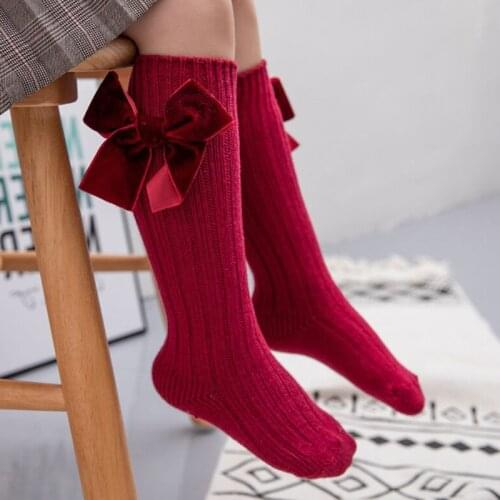 Kids knee long socks Girls socks Big Bows Knee High Baby Long Socks For Kids Newborn Winter Children Socks Infant Cotton Sock