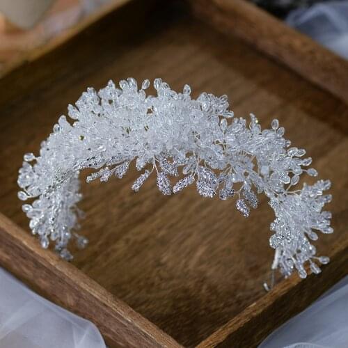 Elegant Crystal Brides Leaves Barrettes Tiaras Bridal Soft Hairbands Wedding Hair Accessory