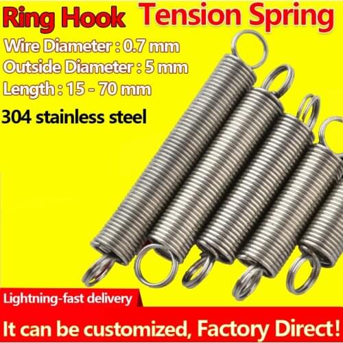 Ring Hook Tension Spring Coil Extension Spring Pullback Spring Draught Spring Wire Diameter 0.7mm Outer Diameter 5mm Custom