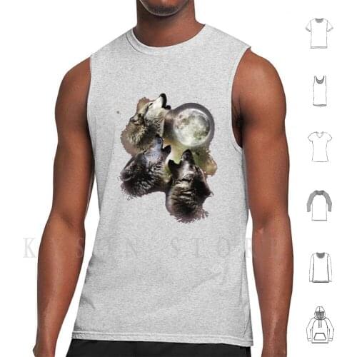Direwolf Brothers Howling At Full Moon Tank Tops Vest 100% Cotton Wolf Wolves Moon Howling Dog Wild Animals Night