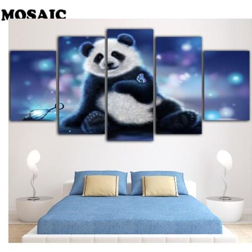 MOSAIC 5D DIY,Diamond Embroidery,diamond mosaic,cute Panda Full square Rhinestone animal Diamond Painting Cross Stitch 5pcs