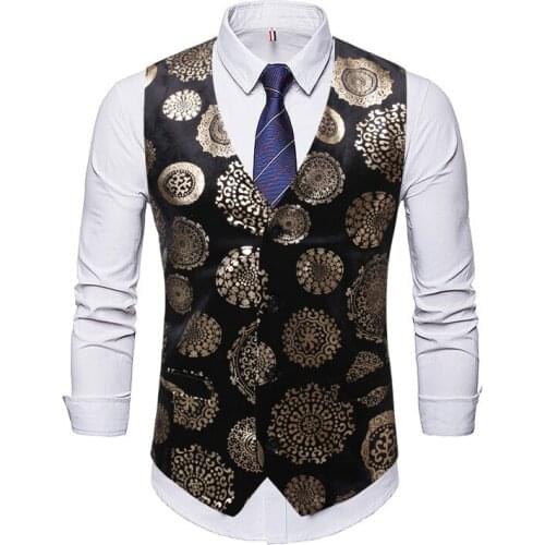 Mens Corduroy Bronzing Print Suit Vest Gilet 2020 Brand New Slim Fit Single Breasted Formal Business Wedding Tuxedo Vest Men