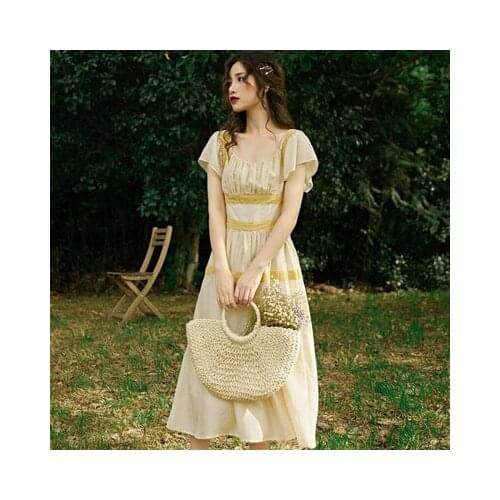 New Womens Free people Summer Time Maxi dress Bright yellow White SZ S M L