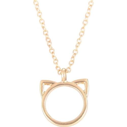Necklace Jewelry Party Fashion Cat Ear Animal Shape Pendant Sweater Chain