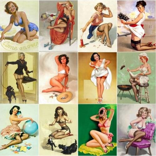 Sexy Woman Poster Pin Up Girl 5D Diy Full Square and Round Diamond Painting Embroidery Cross Stitch Kit Wall Art Club Home Decor