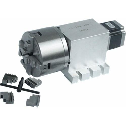 Harmonic Drive Reducer 3 4 Jaw 80/100mm Chuck CNC 4th Axis Rotary Axis Speed Reducing Ratio 100:1 Milling Machine Tools
