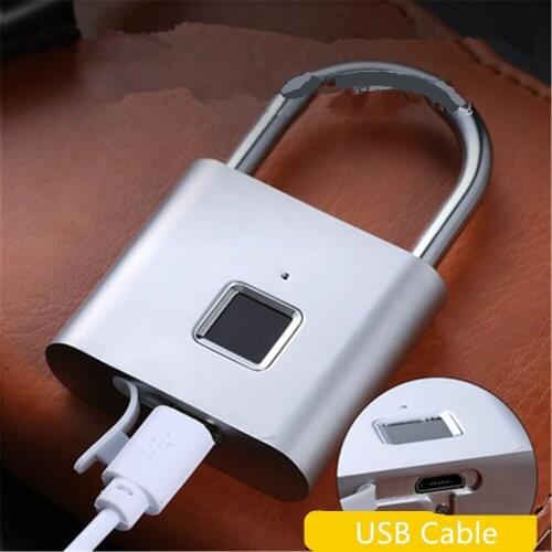 Password Fingerprint Padlock Keyless Smart Padlock Electronic Thumbprint Door Lock USB Rechargeable Luggage Lock Quick Unlock