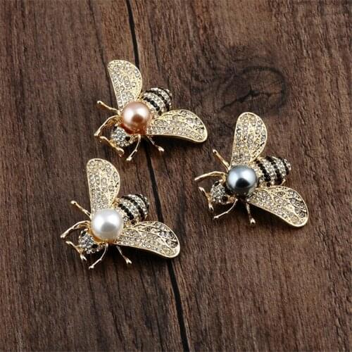 Vintage Crystal Simulated Pearl Bees Brooches for Women Men Insect Brooch Pin Dress Coat Suit Clothes Accessories Cute Jewelry