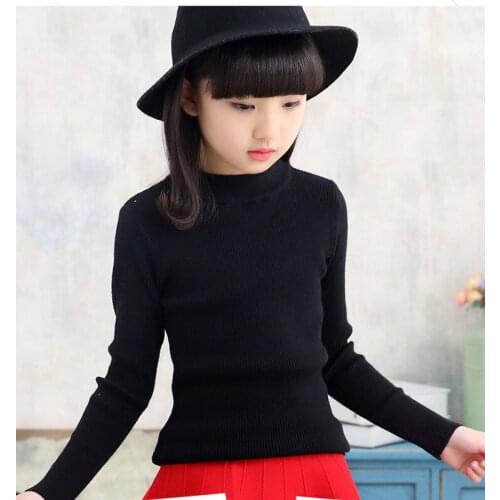 Knit Toddler Children Sweaters For Girls Spring Autumn School Knitted Sweater Girl Teenage Clothing White Black Red Pink Tops