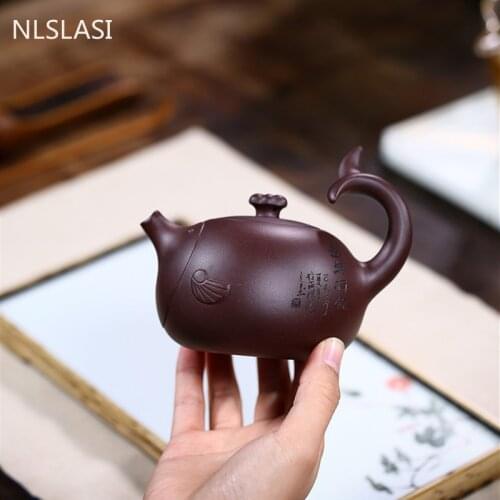 Yixing Purple Clay Tea Pots Handmade Creativity Teapot Raw Ore Purple Mud Filter Kettle Boutique Household Teaware 270ml