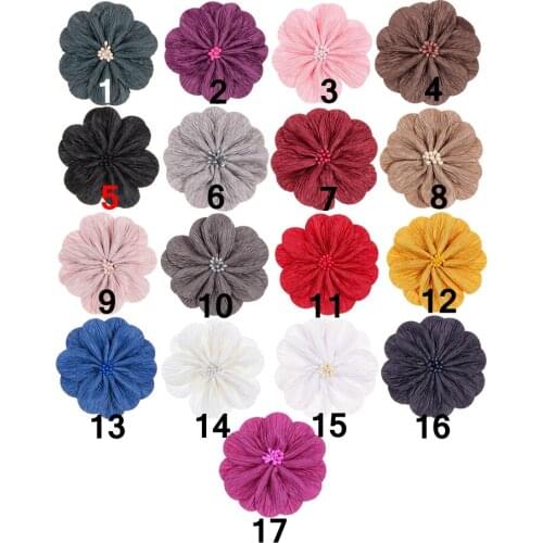 Yundfly 30pcs/lot 3.2" Satin Fabric Flowers with Match Stick Center Old Wrinkles for Diy Headband Clips Hair Accessories