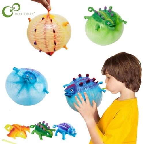 Children Funny Blowing Dinosaur Toys Anxiety Stress Relief Inflatable Dinosaur Balloon Squeeze Ball kids Novelty Party Gift ZXH