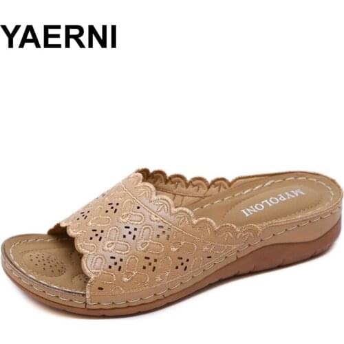 YAERNInew Womens Summer National style Anti-Slip Sandals Slipper Indoor & Outdoor Flip-flops Shoes For Ladies Beach Shoes Woman