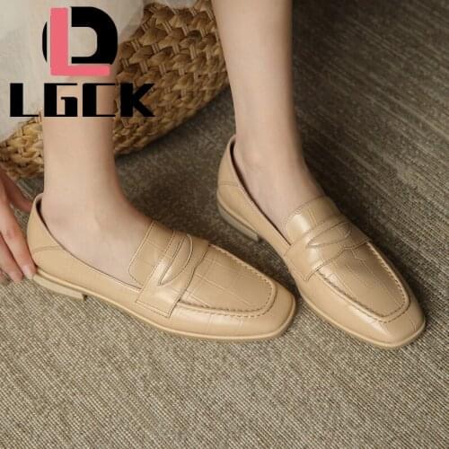 Plus Size 34-41 Simple Brand Fashion Shoes Women Genuine Leather Flats Ladies Office Dress Shoes Casual Shoes Women Single Shoes