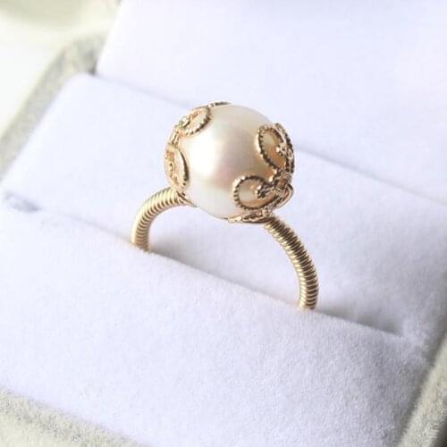 Gold Filled Pearl Rings 11MM Natural Pearl Jewelry Handmade Knuckle Ring Mujer Boho Bague Femme Minimalism Boho Rings