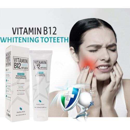 100ml Vitamin B12 Toothpaste Mint Whiten Brighten Gum Repair Tooth Oral Hygiene Remove Stains Tooth Whitening