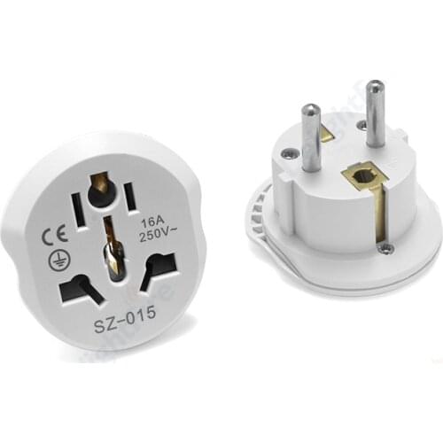 1pcs EU Plug Adapter Universal 16A USto EU converter Socket AU US UK CN To EU Wall Socket AC 250V Travel Adapter High Quality