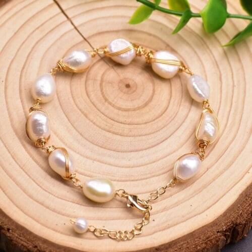 100% Natural Fresh Water White Pearl Bracelets For Women Girl Birthday Bracelet Jewelry Brazalete Mujer Fine Jewelry Accessories