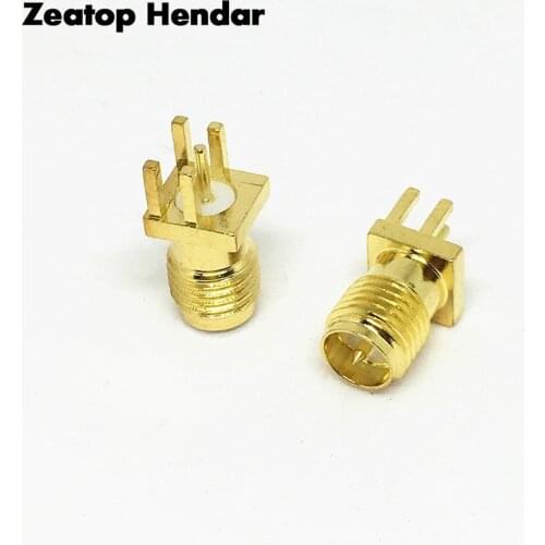 5Pcs Gold Brass RP SMA Female Jack Solder PCB Clip Edge Mount Straight Plug RF Adapter Connector