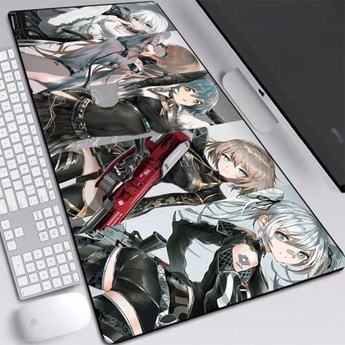 Anime Girl with Gun Photo Mice Pad Computer Mouse Pad with Sewn Edges Natural Rubber Table Pads All Size Gaming Accessories