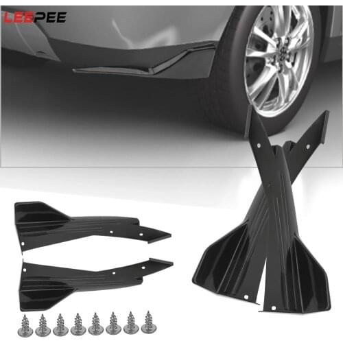 Car Rear Bumper Canards Fins Anti-crash Diffuser Spoiler Scratch Protector Lip Diffuser Splitter Gloss Black 2Pcs Universal