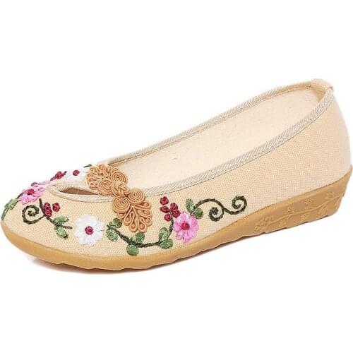 YourSeason Retro Ladies Handmade Cotton Linen Slip-On Ballet Flats Comfort Ballerinas Breathable Women Flowers Casual Shoes