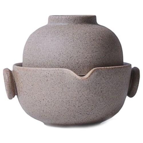 Handmade Retro Rough Pottery Travel Tea Set 1 Cup+1 Pot,tea Cup Teapot Chinese Ceramic Teapot Kettle Porcelain Gaiwan Tea Cup