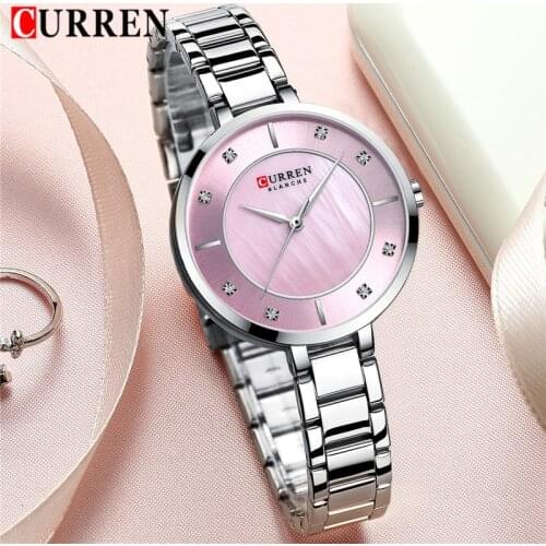 CURREN Women Watch Waterproof Top Brand Luxury Silver Female Clock Stainless Steel Band Classic Bracelet Ladies Wristwatch 9051