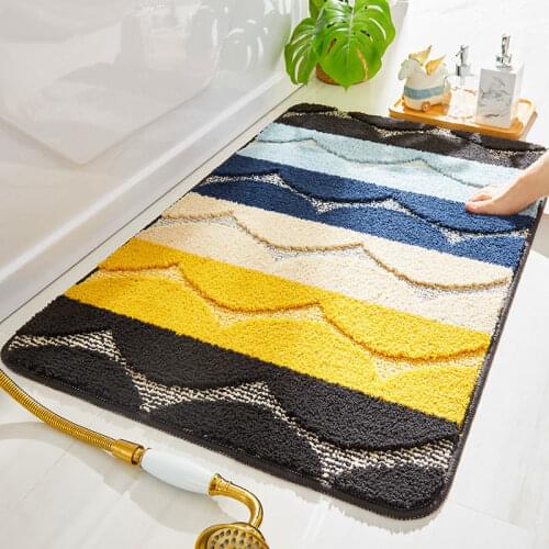 Bath Mat Bathroom Non-Slip Rug Geometric Kitchen Absorbent Microfiber Mat Anti-fall DoorMat for Floor Toilet Household Small Rug
