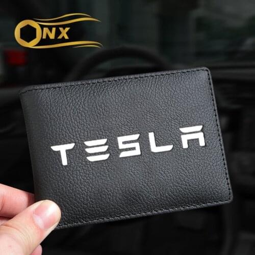Car leather drivers license bag two-in-one card case driving leather case For Tesla model3 modelS modelX modelY