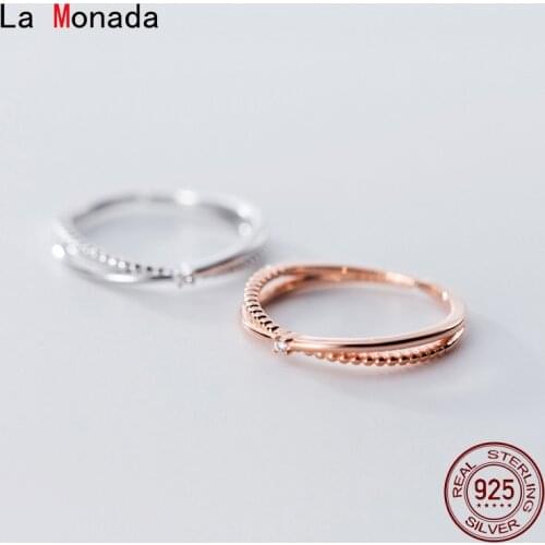 La Monada 51mm-57mm Women Ring 925 Sterling Silver Open Two Layer Rings For Women 925 Silver Fine In Jewerly Rings Woman