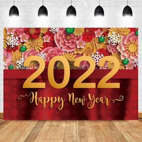 Laeacco Happy New Year Of 2022 The Chinese Spring Festival Flower Pattern Banner Photo Background Photography Backdrop Photocall