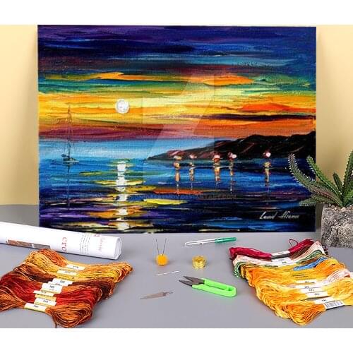 Land Light Printed 11CT Cross-Stitch Embroidery Complete Kit DMC Threads Craft Handicraft Sewing Knitting For Adults Decor