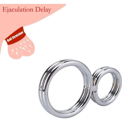 Male Penis Sleeve Rings Stainless Steel Delay Ejaculation Bondage Restraint Cocking Lock Chastity Cage Metal Sex Toy for Men