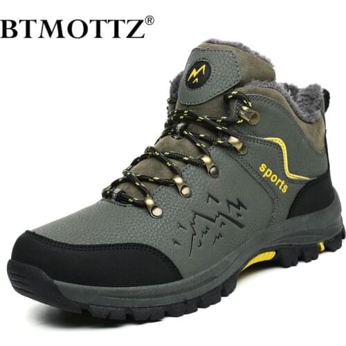 Winter Snow Boots Men Waterproof Leather Sneakers Super Warm Mens Ankle Boots Outdoor Male Military Boots Work Shoes Size 38-46