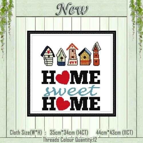 Sweet home cartoon house scenery painting counted printed on the canvas DMC 11CT 14CT kits Cross Stitch Embroider needlework Set
