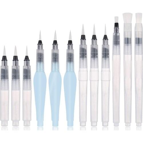 NEW-Watercolour Brush Pens Set,12 Pack Water Brush Pens Refillable Aqua Paint Brushes Ink and Water Brush Pens Art Supplies