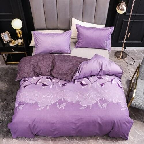 Classic Printed Duvet Cover Set Comforter Bedding Set King Queen Double Single Size Pillowcases Purple Bed Linen Home Textile